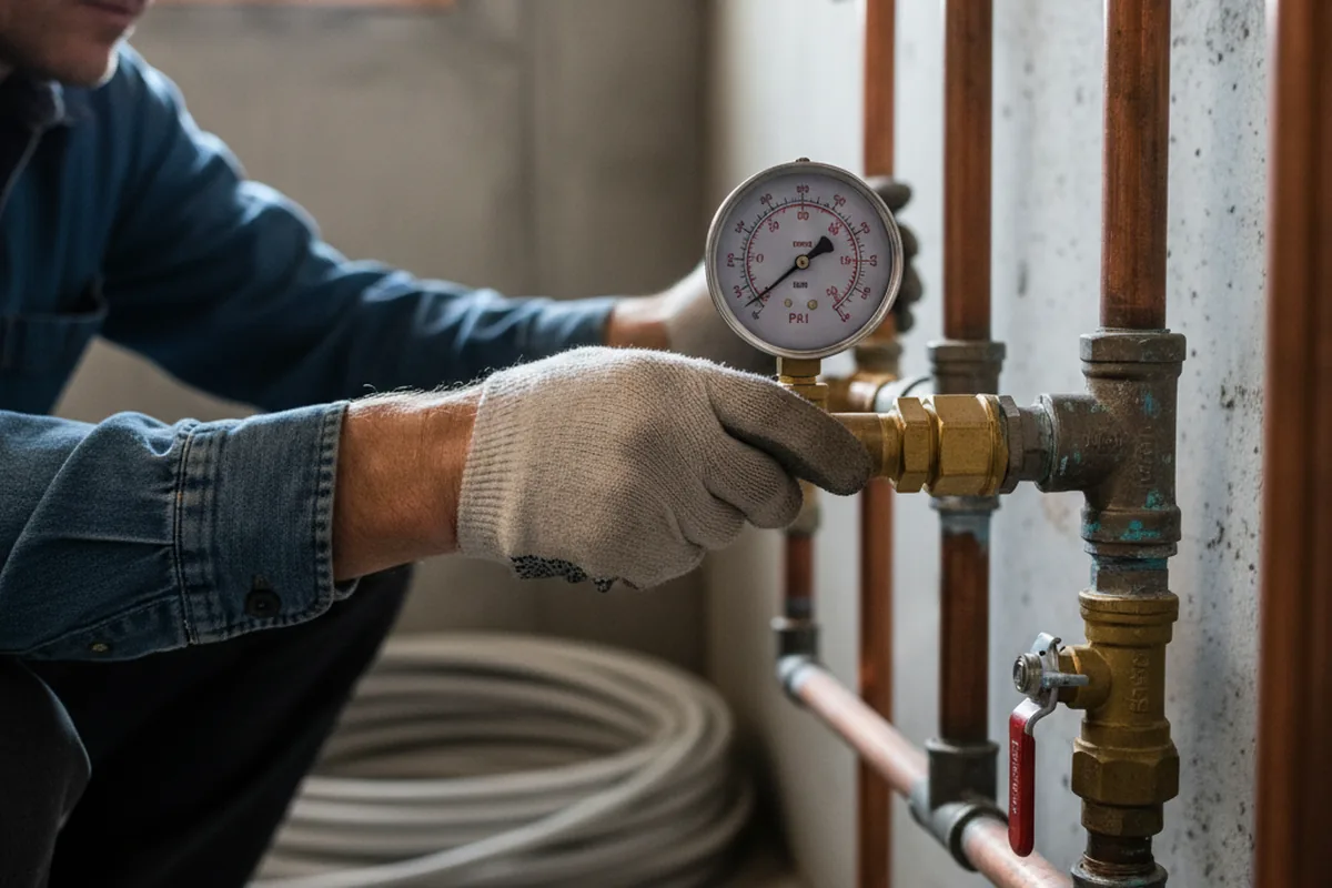 Pressure testing a repaired line during Water Line Repair in Millerton